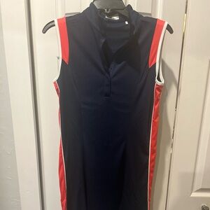 Callaway Golf Dress Navy Coral Sleeveless Polo Opti-Dri Sz M